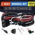 Black off-road LED spotlight wire harness kit with switch and 2-metre cable for vehicle light modifications.