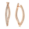 Pair of H0493 copper geometric drop earrings with zircon accents for women on light background