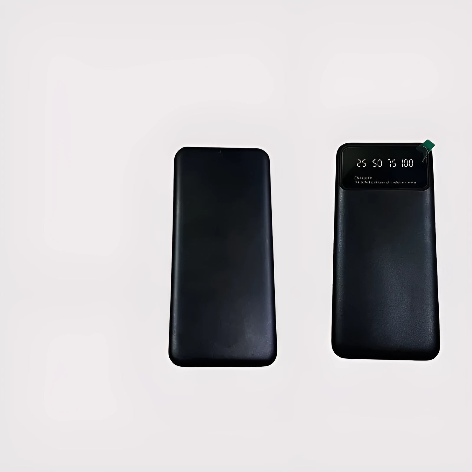 Black ultra-thin portable power bank with 10000mAh capacity showing compact dimensions