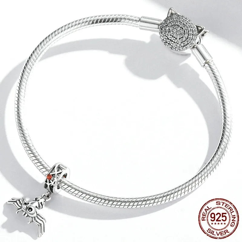 925 silver Halloween spider pendant charm with electroplated colour finish, 1.3g