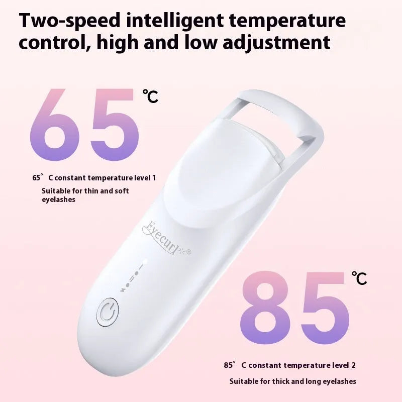 USB electric heating eyelash curler in plastic construction with data cable