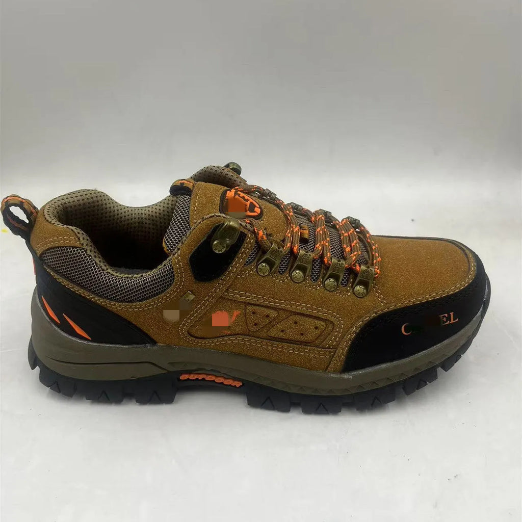Men's non-slip outdoor hiking shoes with synthetic leather upper and rubber sole, colour Black And Red