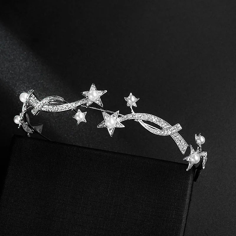 New Princess XINGX bridal crown headband alloy wave shape electroplated finish 28cm long 3.5cm wide default colour