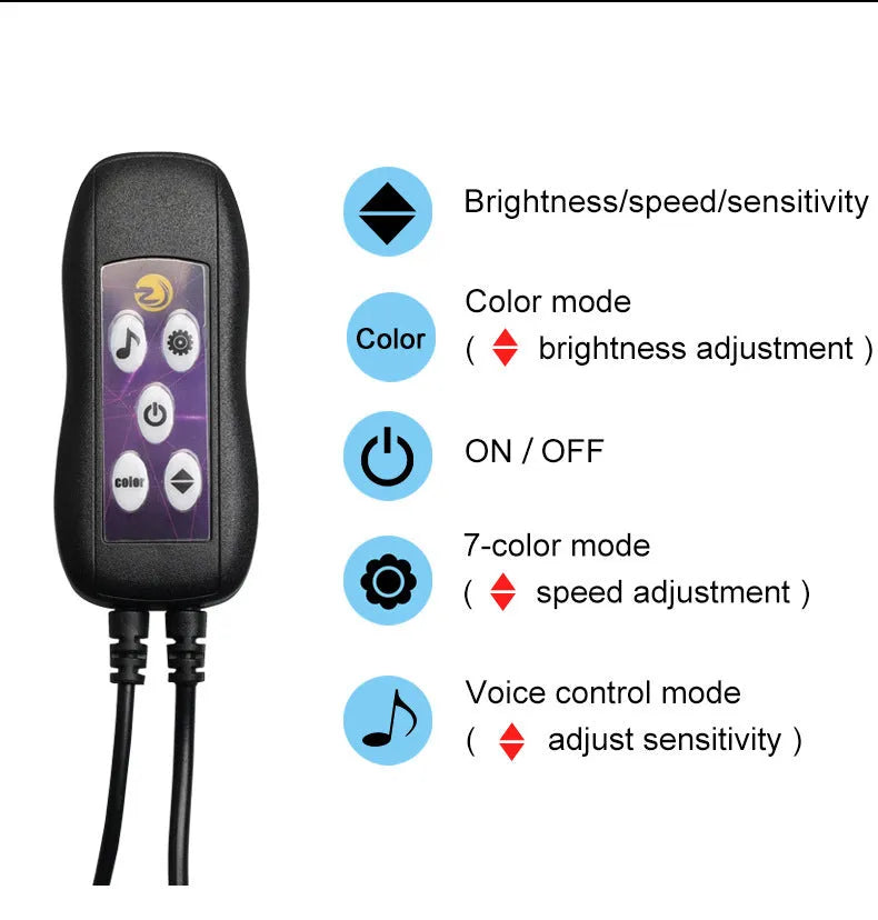 Car USB LED colour changing atmosphere lamp for dashboard and centre console lighting