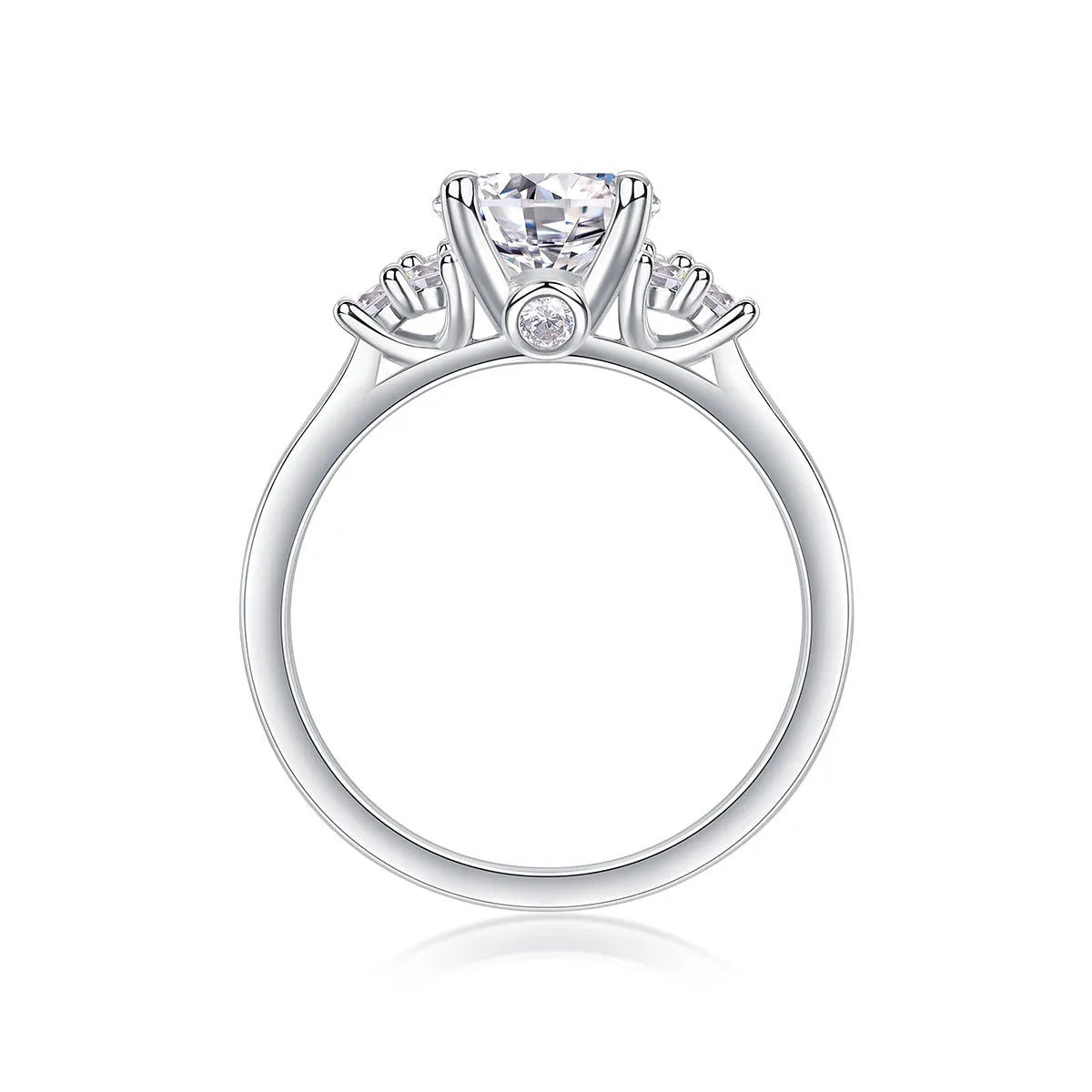 Galaxy Light wedding ring set with 2-carat moissanite in S925 silver platinum-plated band on white background