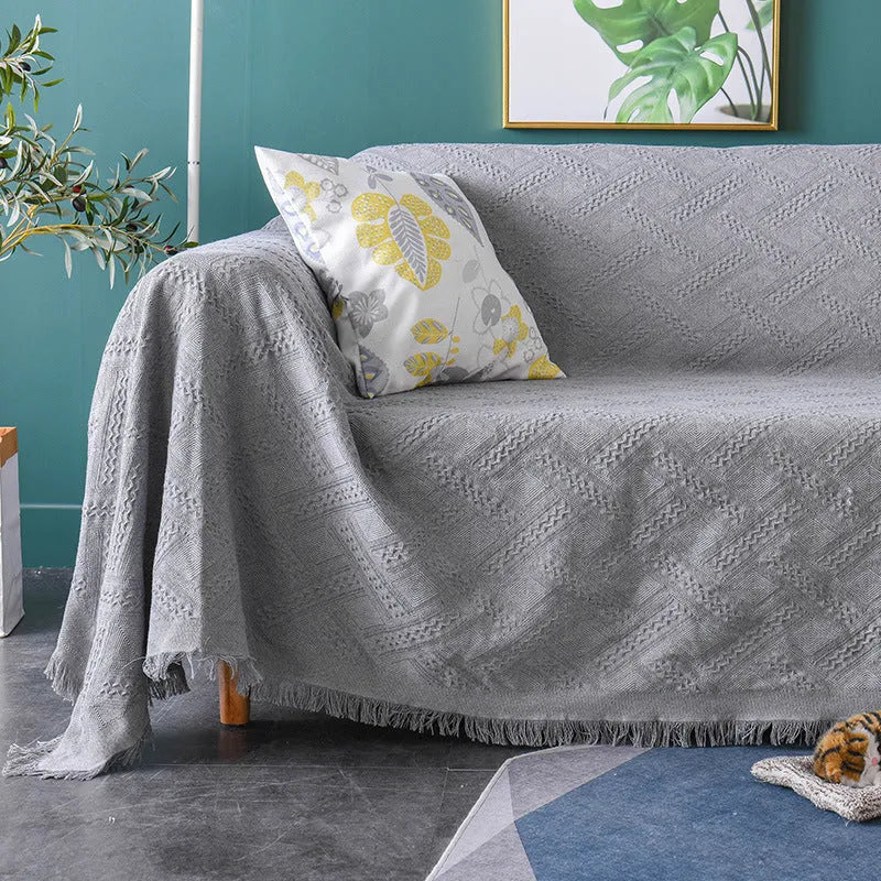 Chenille full covered sofa slipcover in Twilight colour, polyester material, available in multiple sizes.