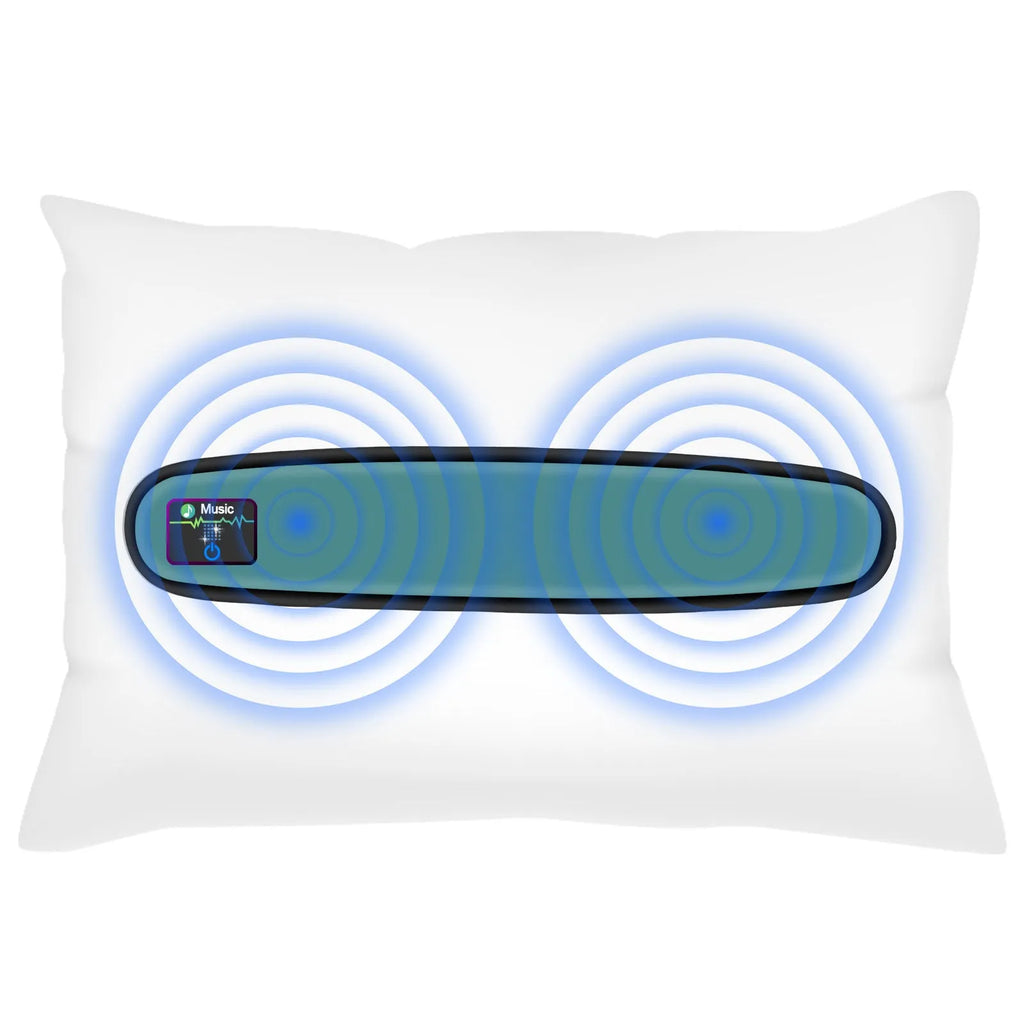Blue bone conduction music pillow speaker with rectangular memory cotton pillow and Bluetooth 5.0