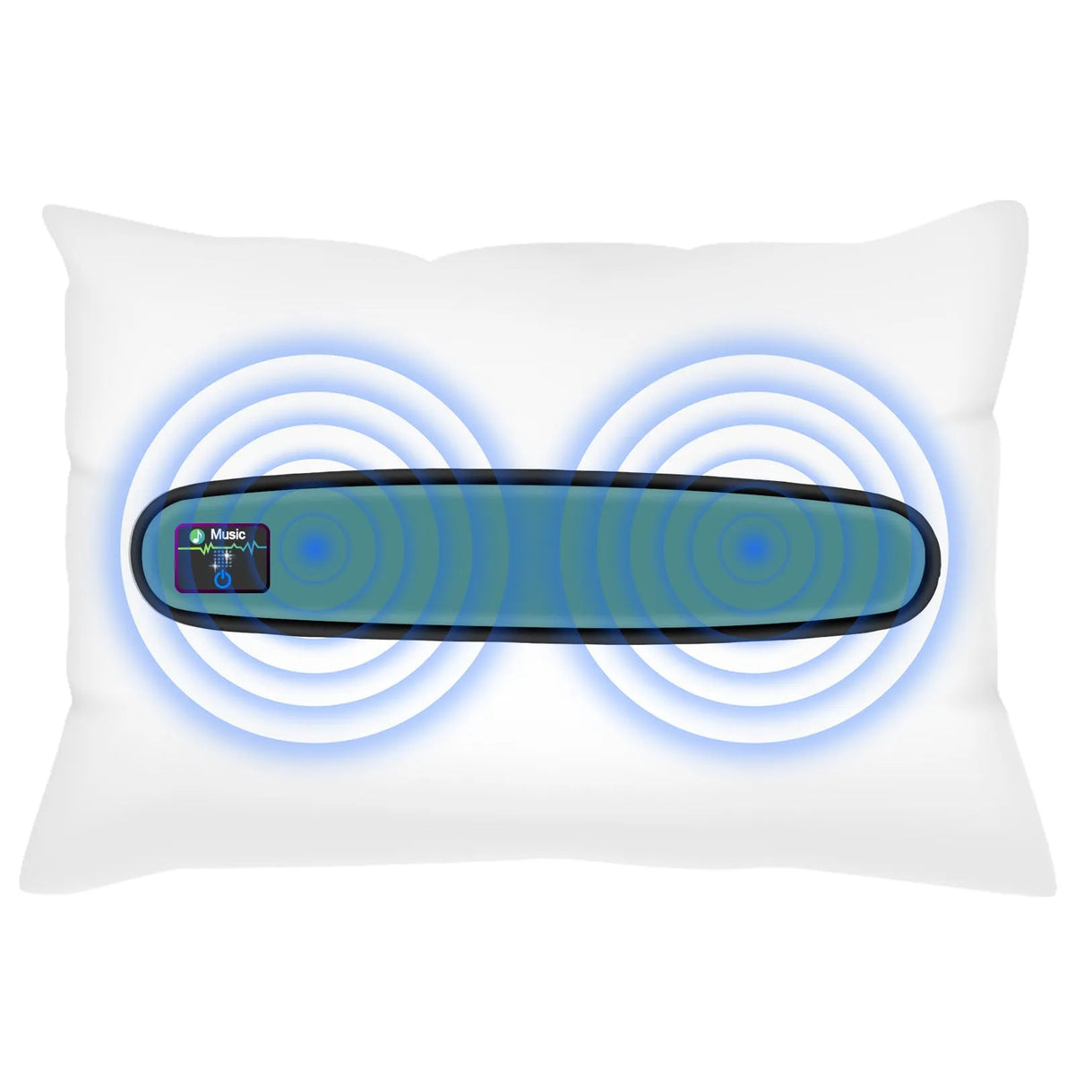 Blue bone conduction music pillow speaker with rectangular memory cotton pillow and Bluetooth 5.0