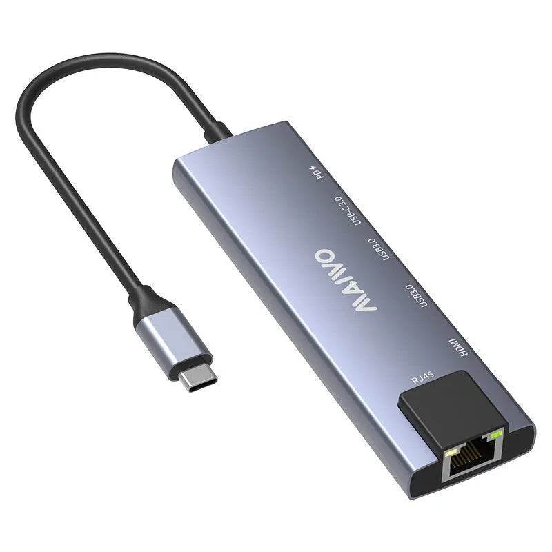 Aluminium Steam Deck docking station with six ports including HDMI, Ethernet, and USB 3.0, shown with a 15cm cable.