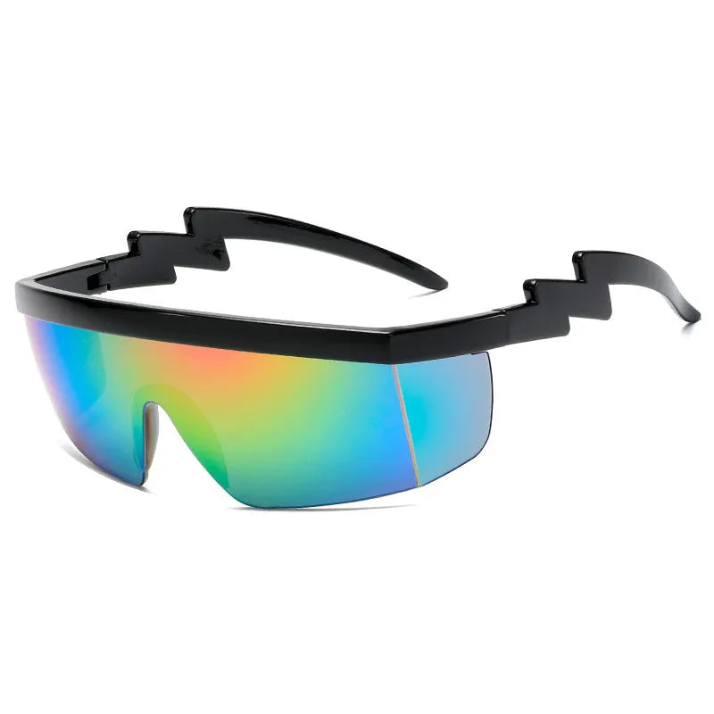 One-piece sports sunglasses for cycling with PC lens in multiple colour options