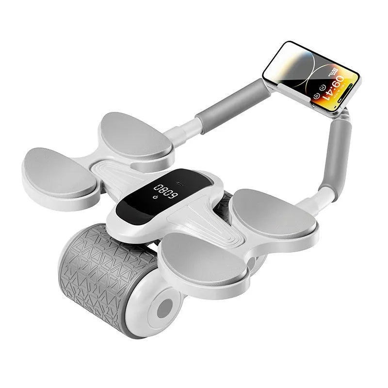White household roller fitness equipment with LED timing display for abdominal workouts