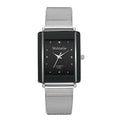 Rectangular dial couple watches in black and white, 9mm thickness, simple fashion style