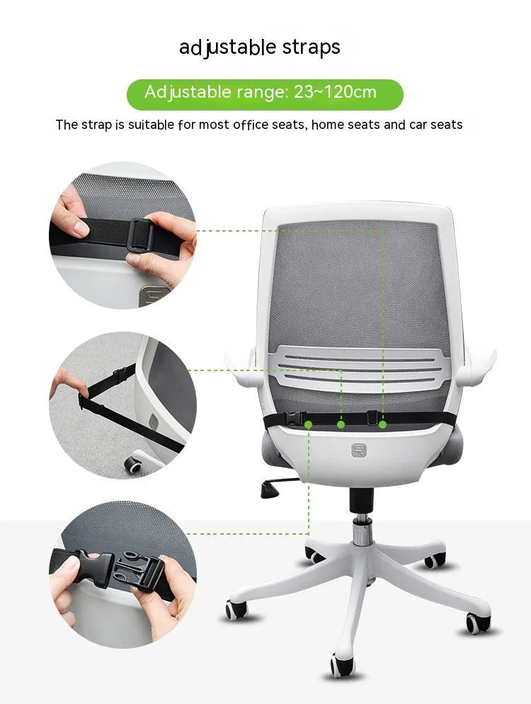 Regular size memory foam seat cushion with a fixed strap, shown in a solid colour.