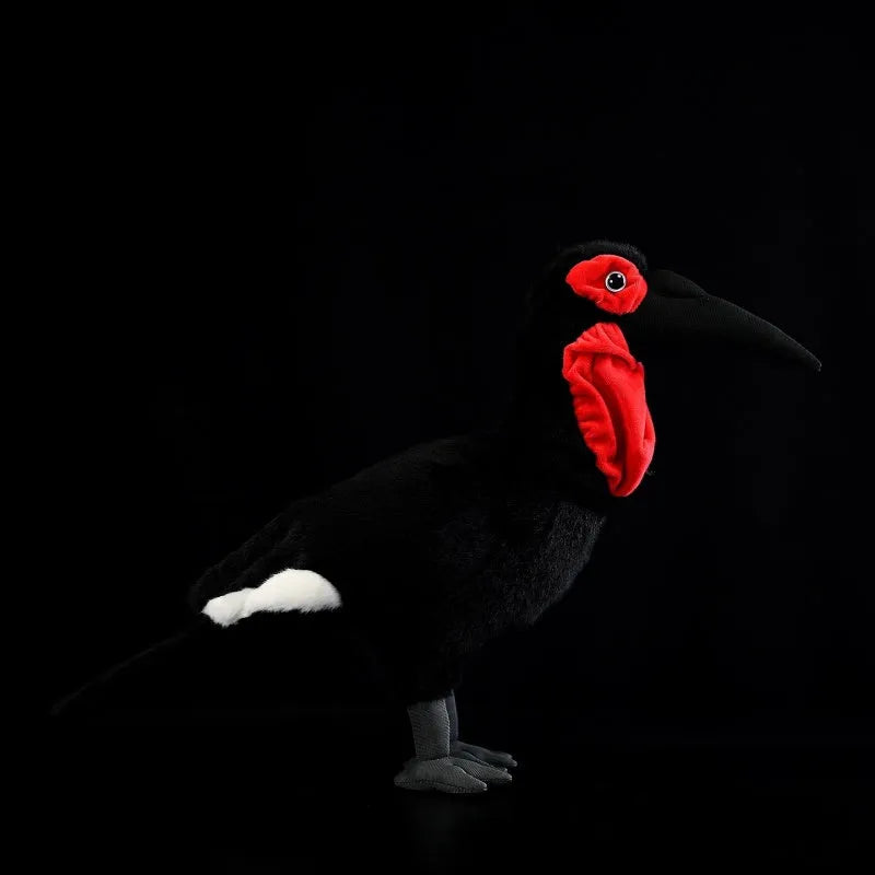 Red-faced ground hornbill plush toy 42 cm tall simulated soft polyester bird standing upright