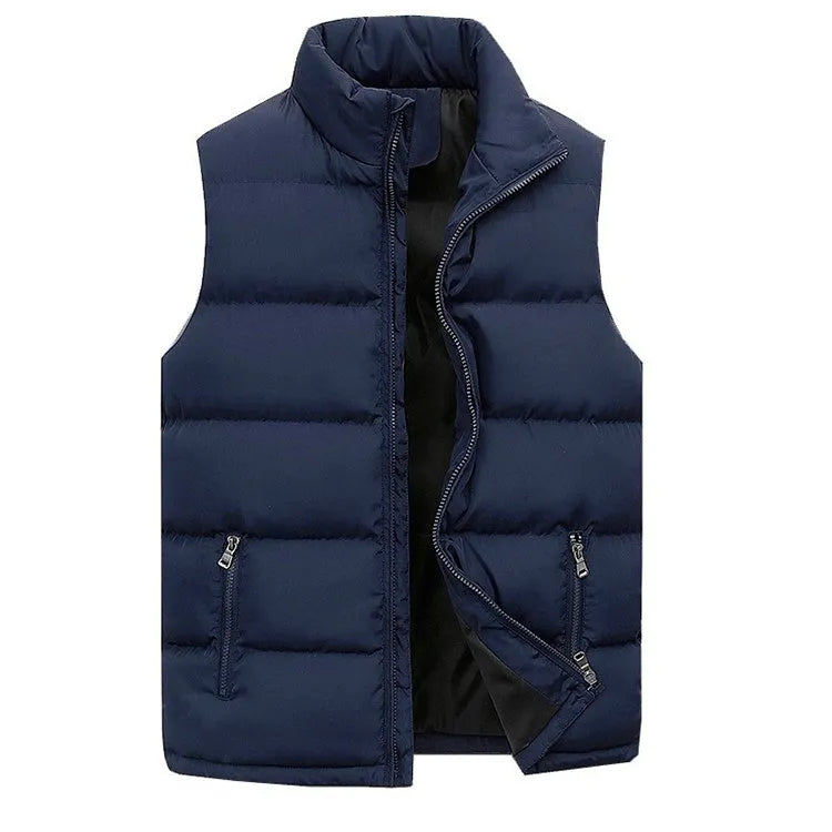 Men's sleeveless plaid cotton padded vest in red, black, or navy blue, sizes L to 6XL