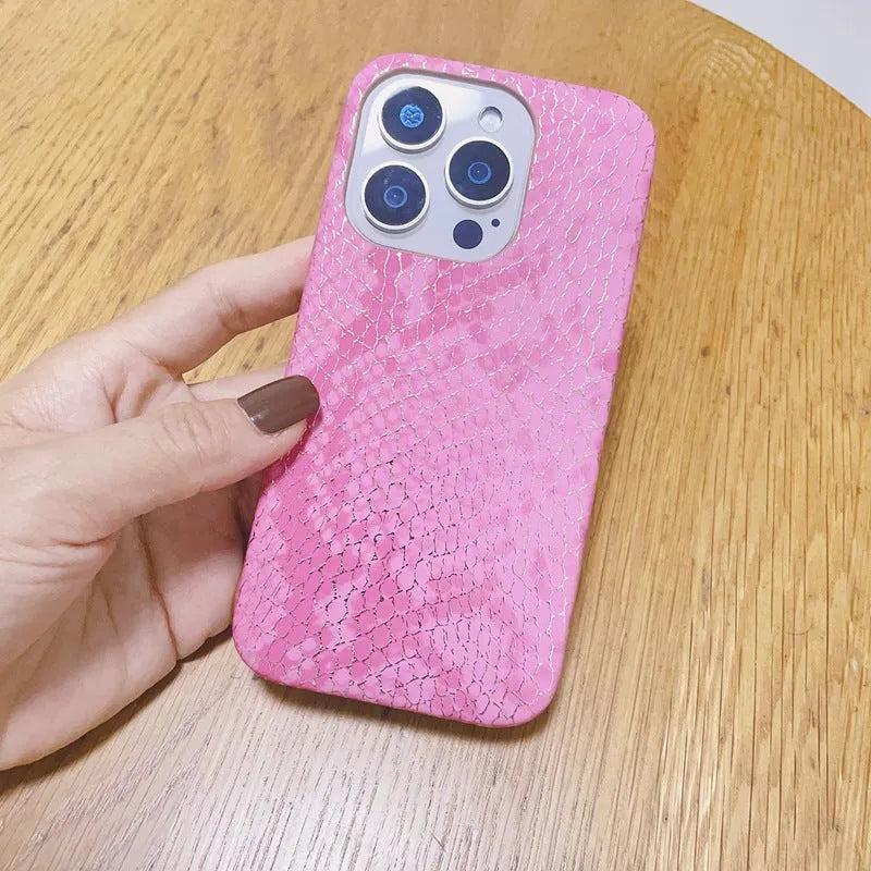 KIRIN leather grain phone case for iPhone 14 Pro Max in rose red colour, soft shell TPU anti-fall cover