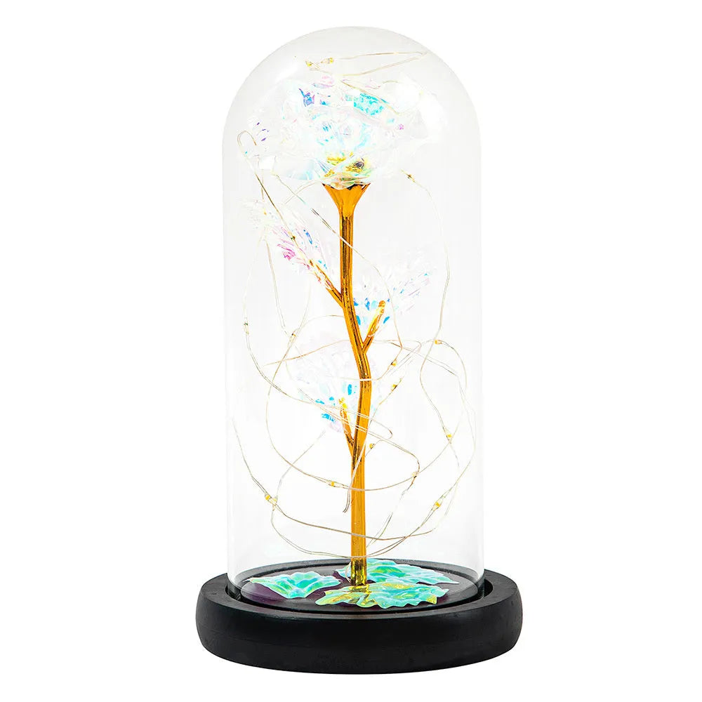 Simulation rose night light bouquet with 20 LED copper wire light, plastic flowers, handmade design