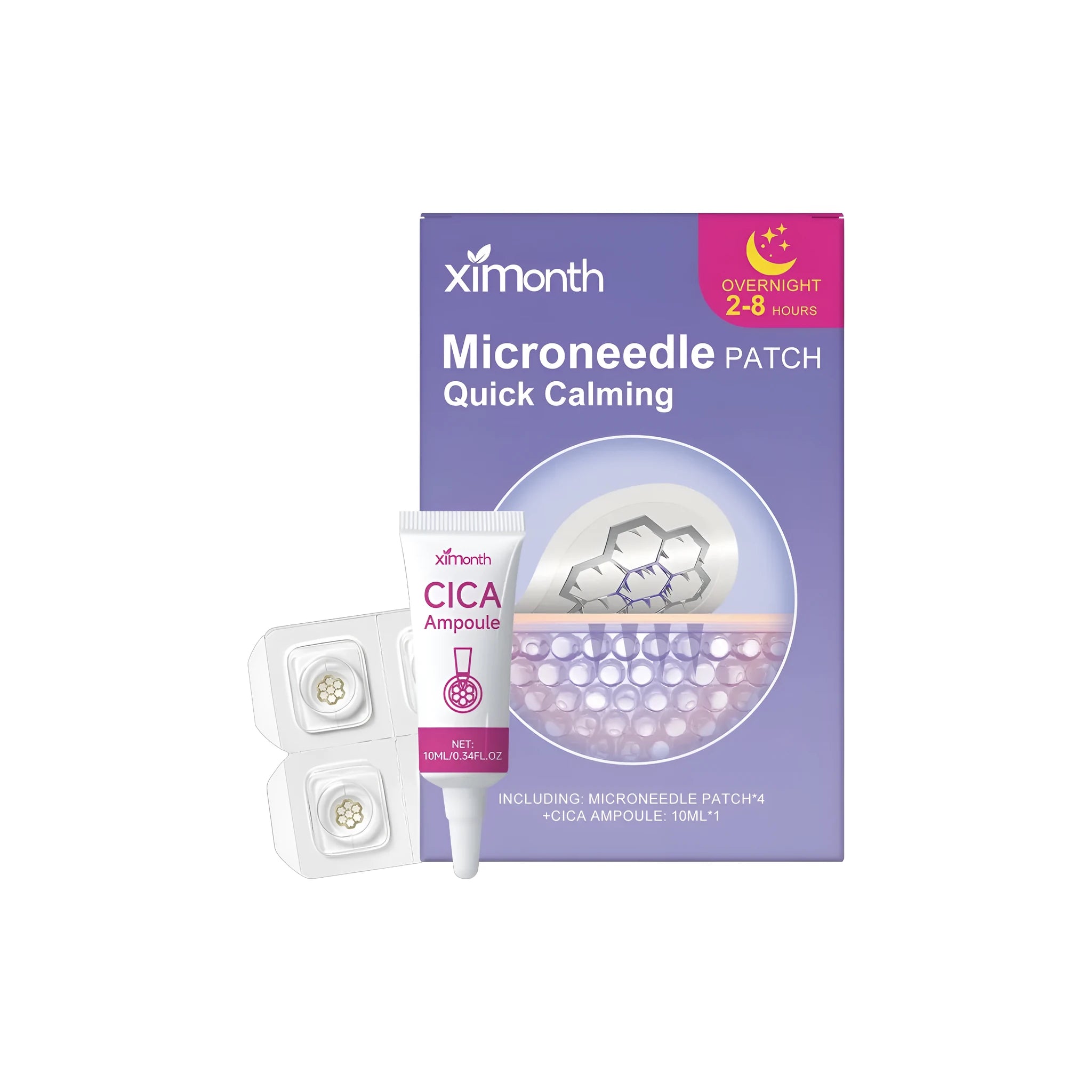 XIMONTH microneedle patch and ampoule skincare set for blemish treatment