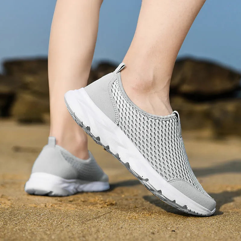 Men's casual mesh running shoes, lightweight breathable low top, soft rubber sole, TY-20036 light gray