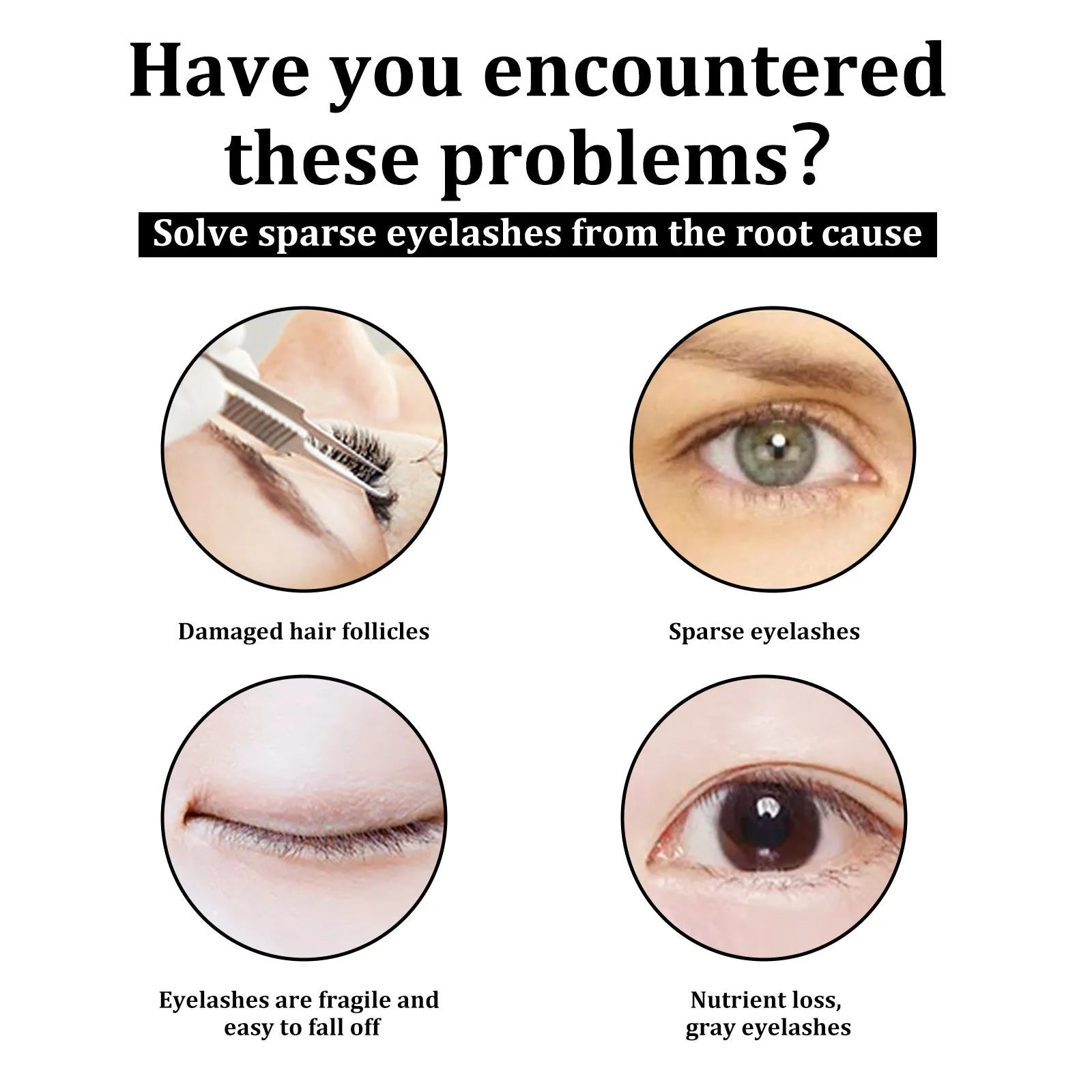 3 ml bottle of black eyelash growth serum with a brush applicator.