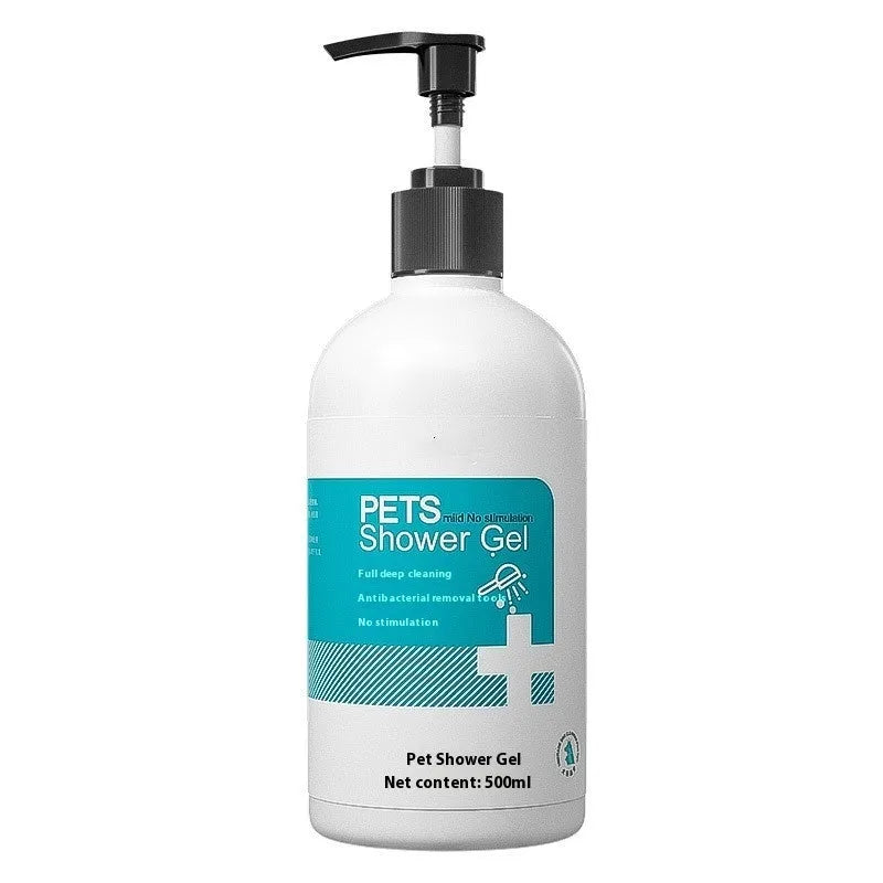 White bottle of cat bath lotion pet shampoo with 500ml capacity anti depilation and deodorising formula