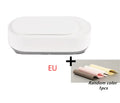 White portable ultrasonic cleaning machine with stainless steel tank and digital timer display.