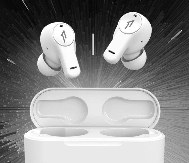 Pearl white and magic night black true wireless Bluetooth sports headphones with in-ear design