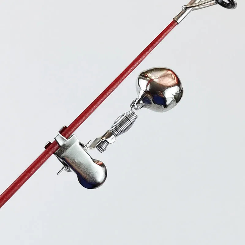 Rivet Fishing Gear metal bell alarm bite indicator for fishing rod tip, single and double rivet options, 55 x 16mm and 50 x 32mm