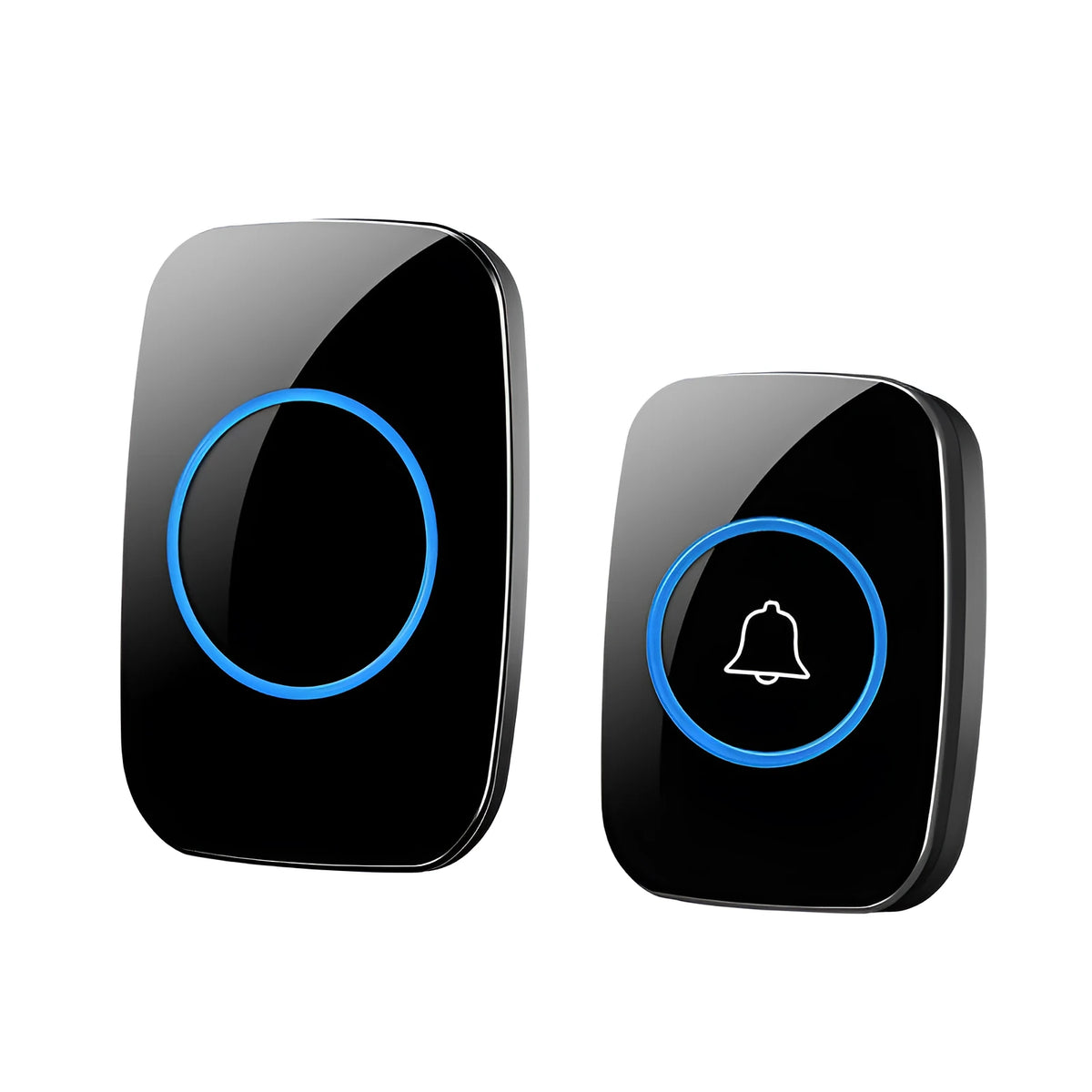 Wireless doorbell receiver and emitter in black, 300m range, 60 ringtones, 110-240V power