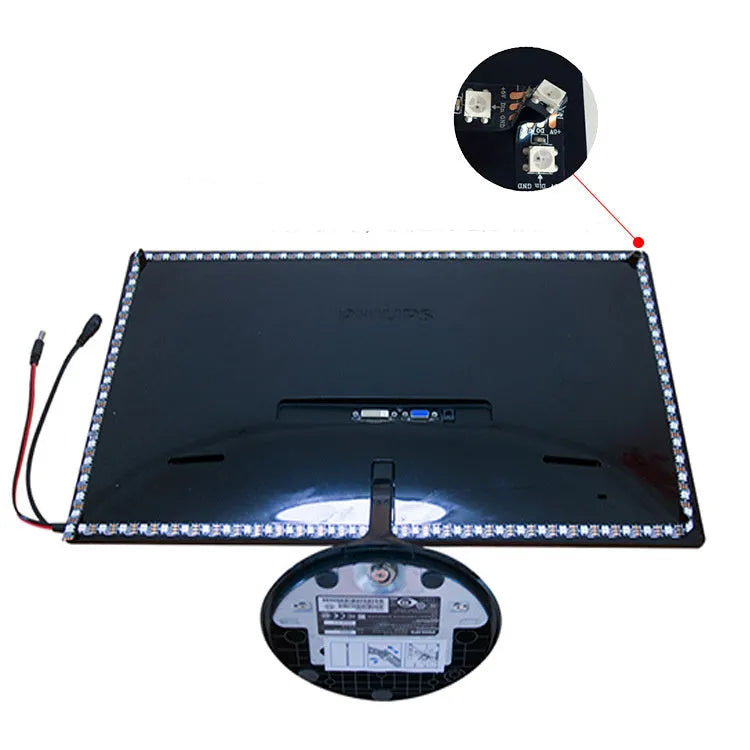 LED monitor TV background sync colour overflow light belt with 60 beads per metre and 10mm width