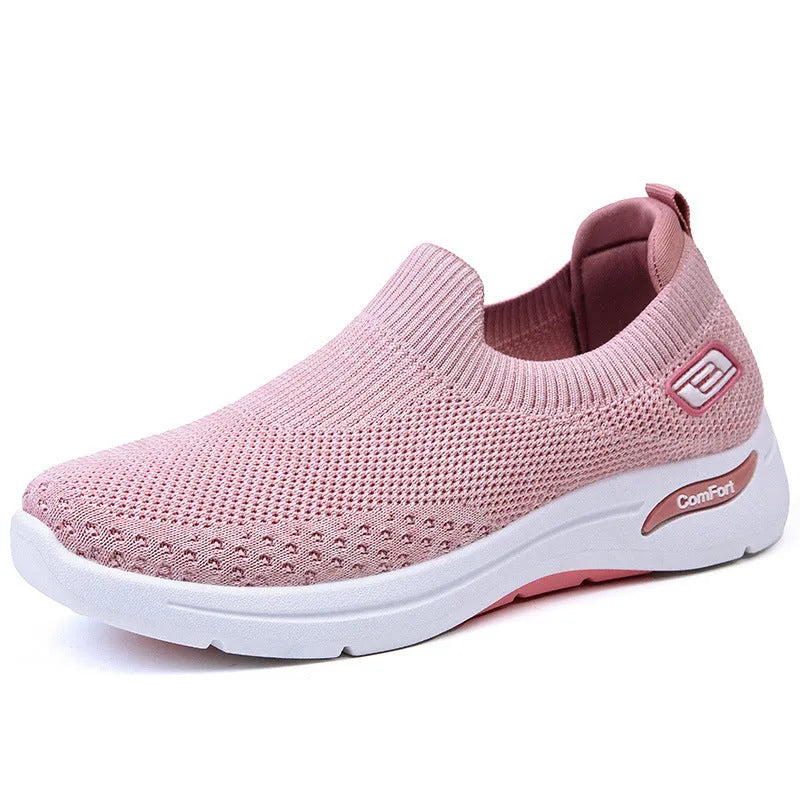 Women's casual soft bottom breathable mesh sneakers flat heel PVC sole in solid colour