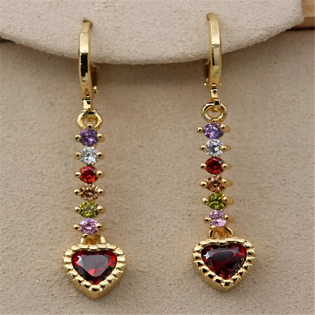 Heart-shaped women's earrings in gold or silver electroplated finish on alloy base