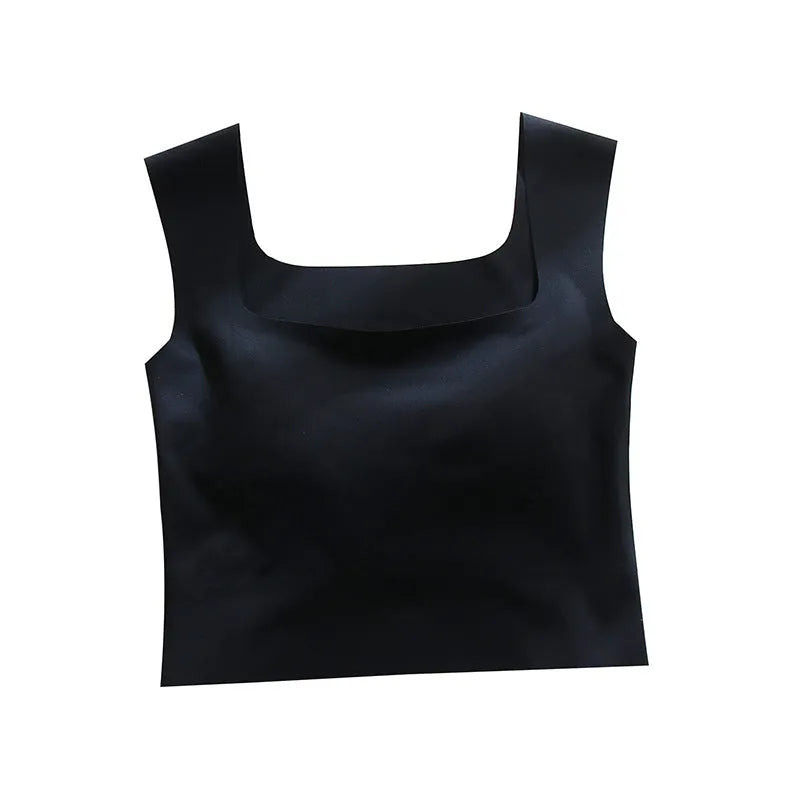 Women's non-marking sling vest with fixing cup and chest pad in seamless nylon construction