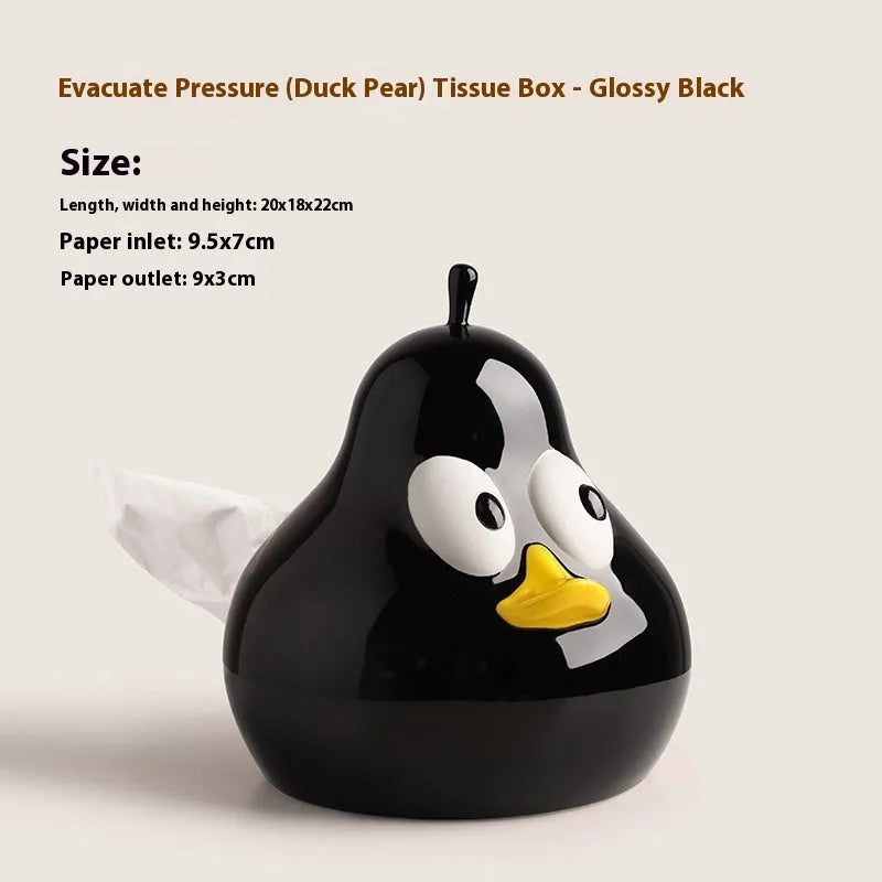 White porcelain ceramic pear-shaped tissue box with animal design in green colour