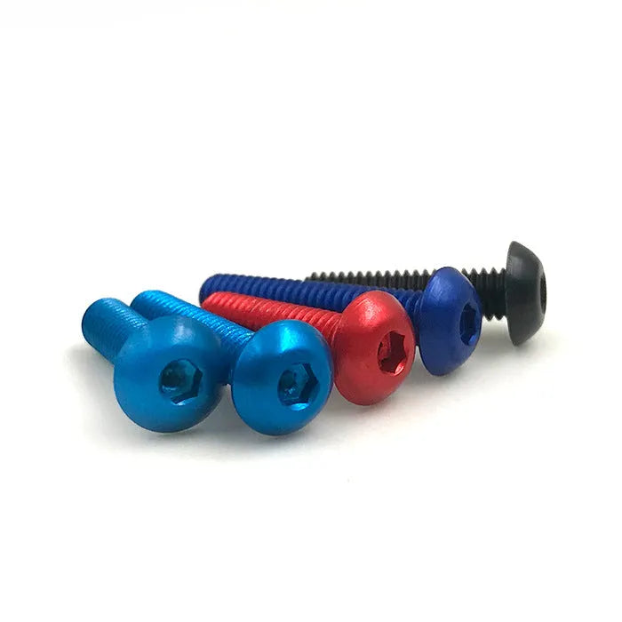 M3 8mm aluminium alloy semicircle head hexagon colour screws in pink and light blue