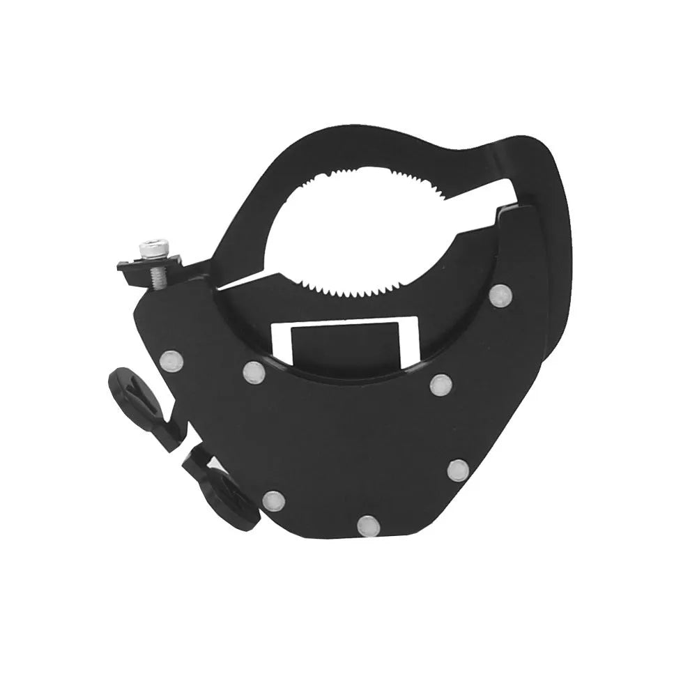 Stainless steel motorcycle throttle lock cruise control assist device showing bottom and top mount formats