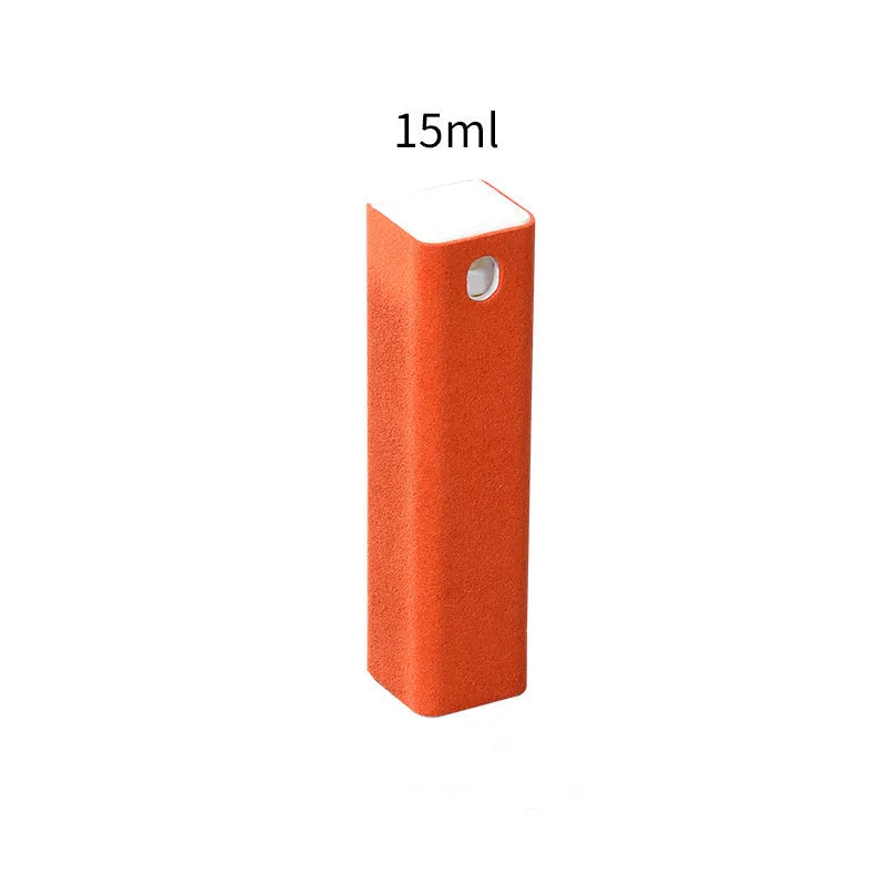 Blue square tube 15ml spray bottle with integrated fibre fleece wiper for cleaning phone and tablet screens.
