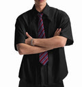 Men's loose-fit short sleeve non-iron shirt in White, anti-wrinkle design, Asian sizing M-2XL