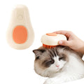Green and white rechargeable cat steam brush with silicone teeth and water spray button.