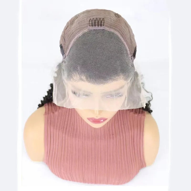 Solid colour human hair wig with half lace front shown at various lengths