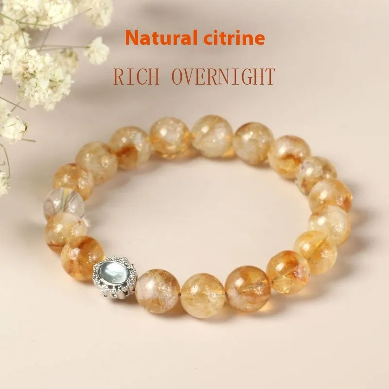 10mm geometric-cut citrine bracelet with hand-ground surface texture on wrist