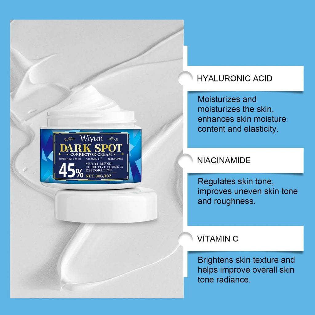 30g dark spot corrector cream jar with hyaluronic acid and vitamin C formula