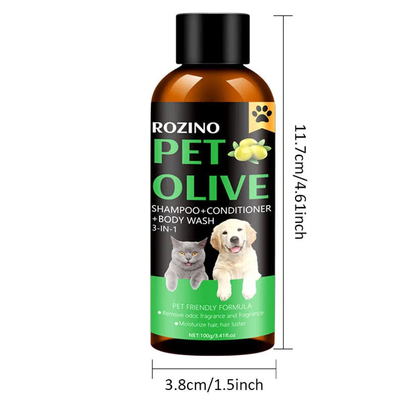 Olive deodorant mite removal lasting fragrance three-in-one pet shampoo 100g for cats and dogs