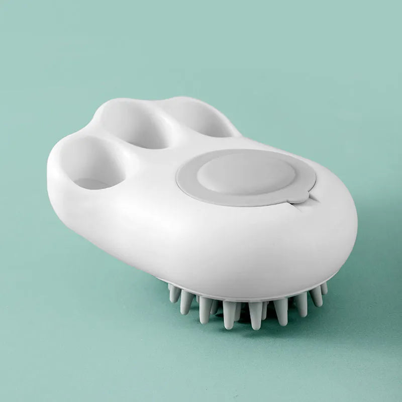 Cat claw pet bath brush with rubber massage tips in blue, pink, white, and yellow colour options