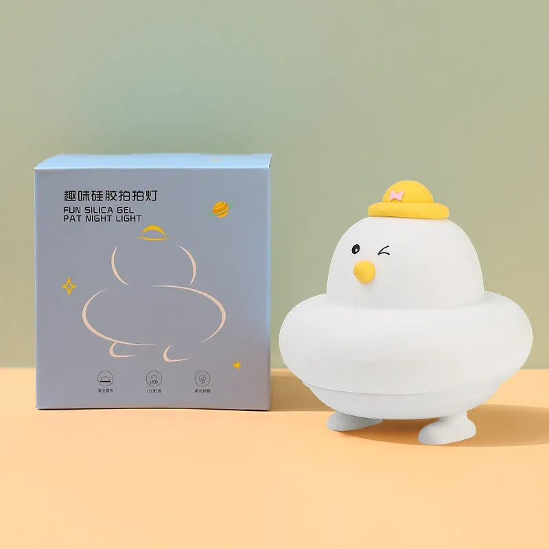 Silicone pat small night lamp blue duck design with USB cable, 500mAh rechargeable battery
