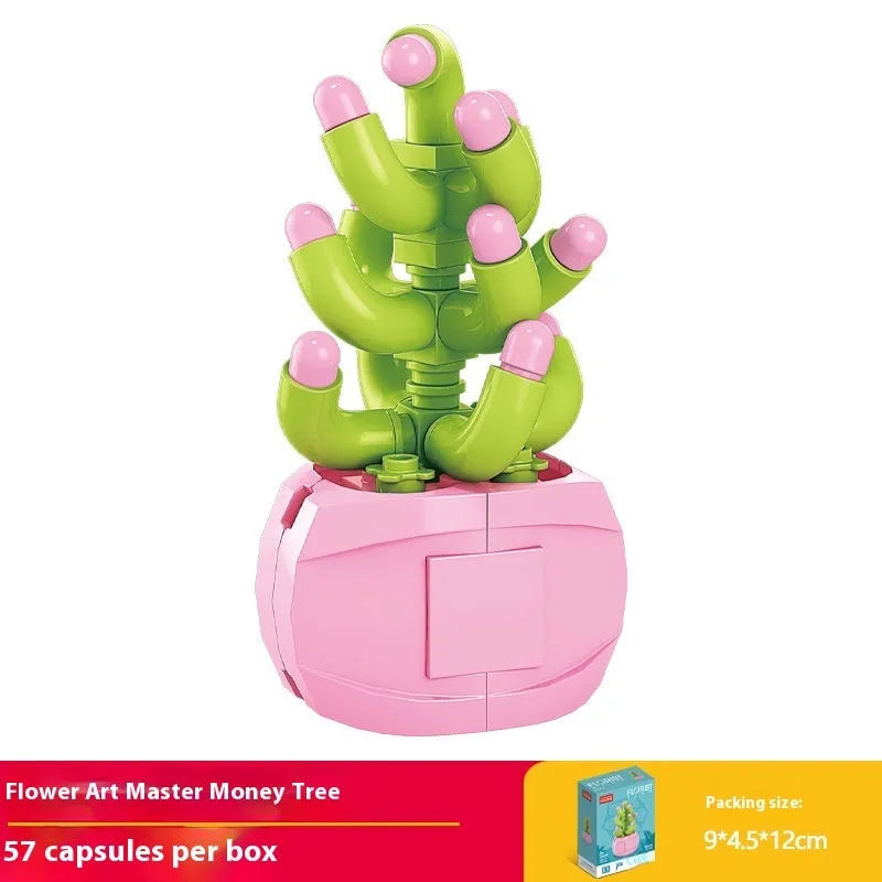 Plastic building blocks flower pot model assembly toy for teenagers