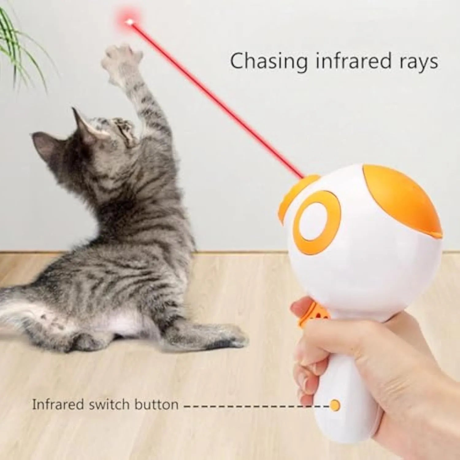 Green, orange, and pink manual dog treat launcher toy for interactive play and slow feeding.
