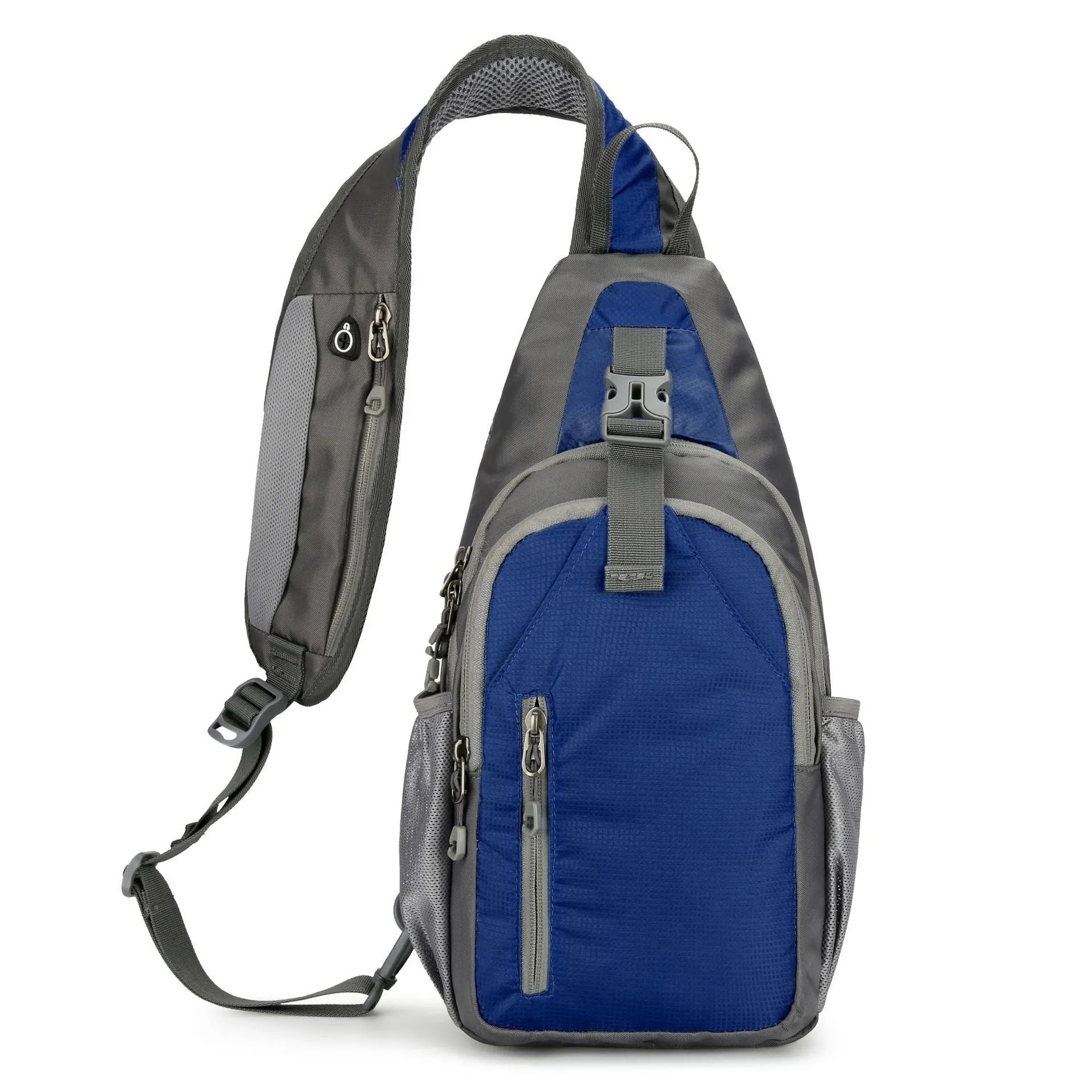 Nylon canvas crossbody chest bag in army green colour with contrast details for outdoor leisure use.