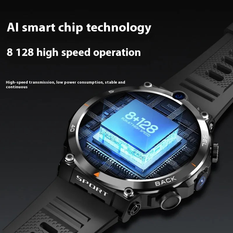 Multi functional sports smartwatch with dual cameras and TFT touch screen display