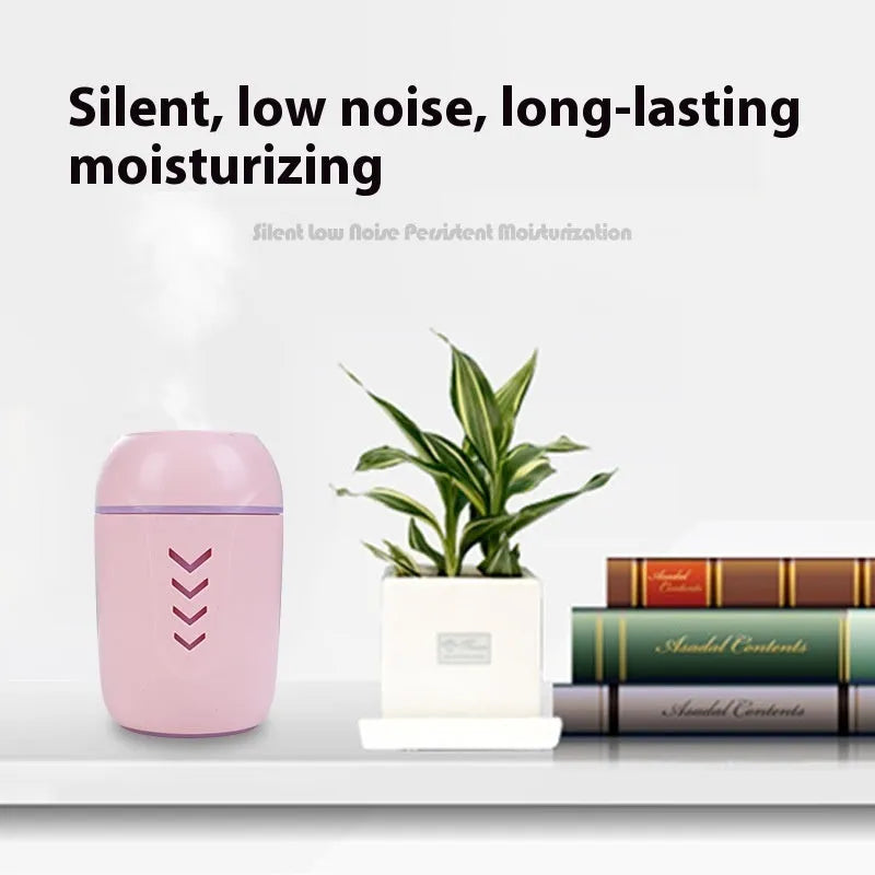Round white portable air purifier and aromatherapy diffuser unit with USB cable for car or desk use.